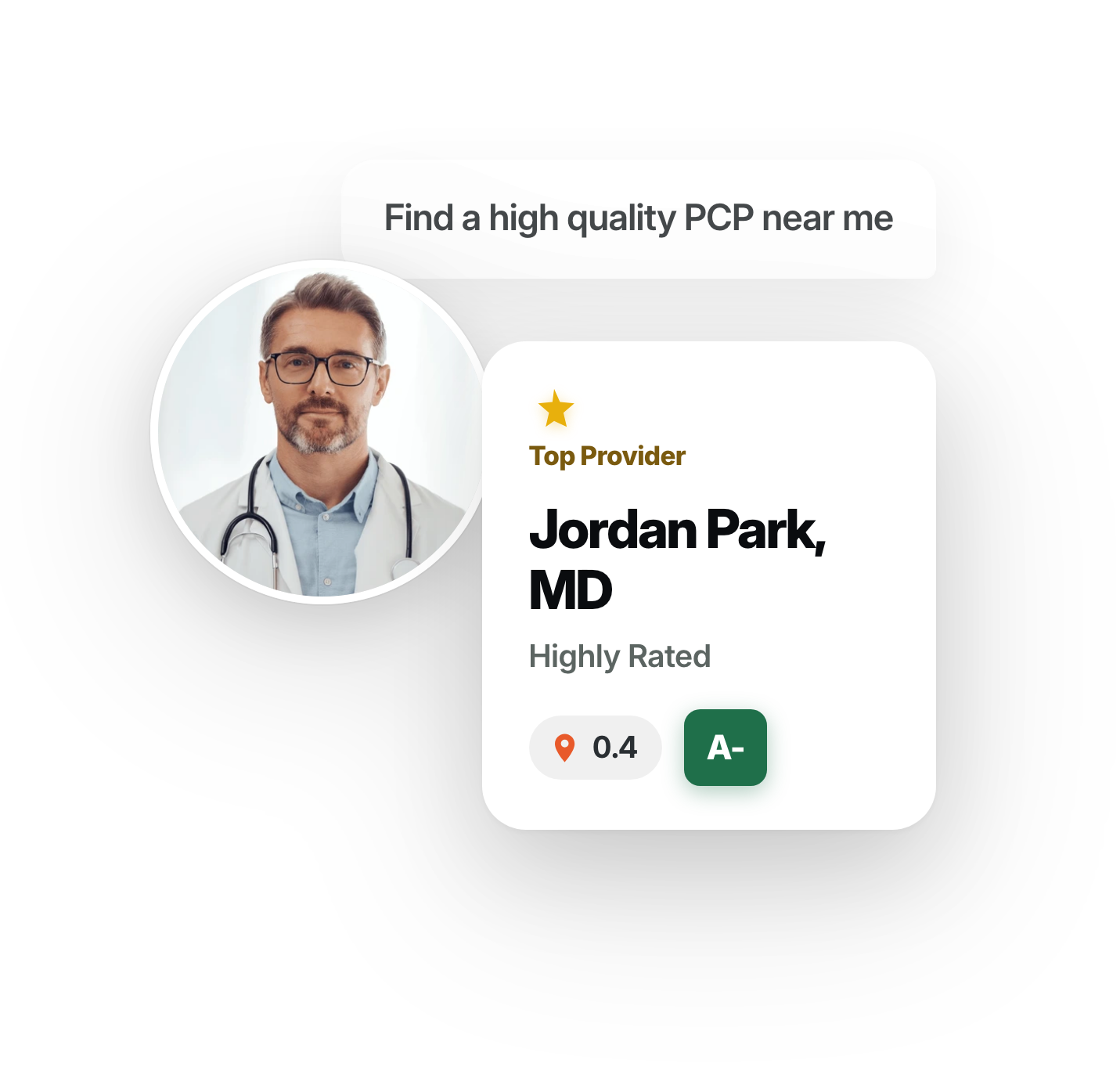 AI-powered provider recommendation interface